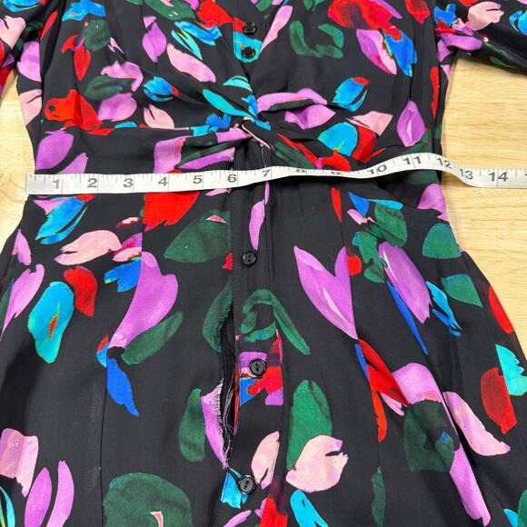 Parker Silk Blend Floral Maxi Dress Long Sleeve Size 0 Project Piece Upcycle - Picture 9 of 12